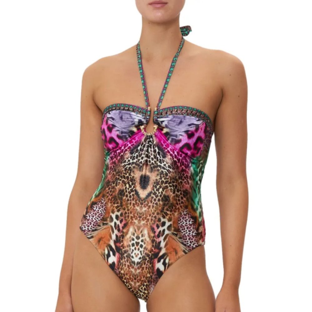 Camilla 'Surrealist Suspension' One-Piece Bandeau Swimsuit, Multicolor.